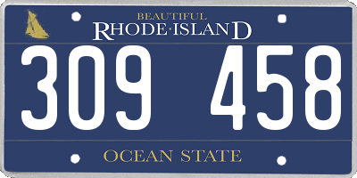 RI license plate 309458
