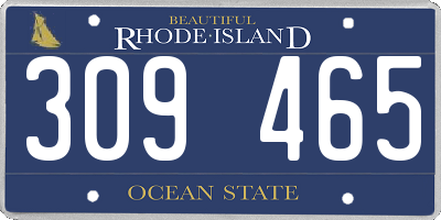 RI license plate 309465