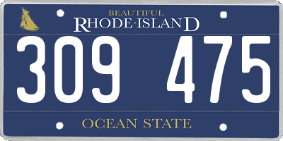 RI license plate 309475