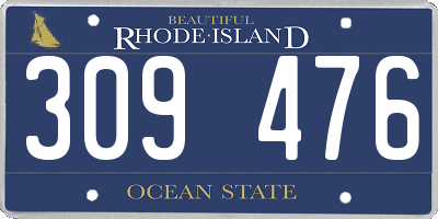 RI license plate 309476