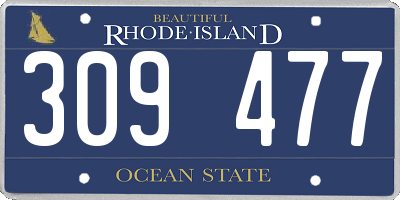 RI license plate 309477