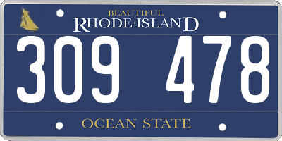 RI license plate 309478