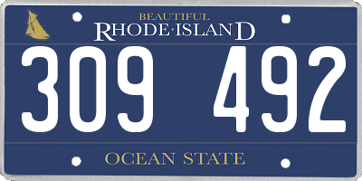 RI license plate 309492