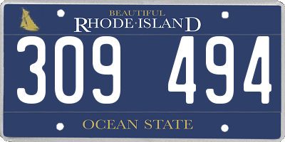 RI license plate 309494