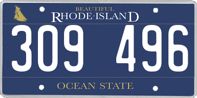 RI license plate 309496