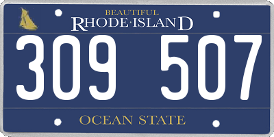 RI license plate 309507