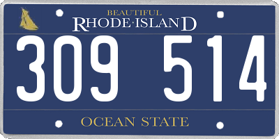 RI license plate 309514