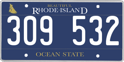 RI license plate 309532