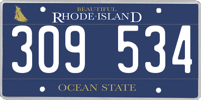 RI license plate 309534
