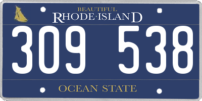 RI license plate 309538