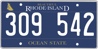 RI license plate 309542