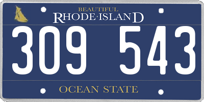 RI license plate 309543