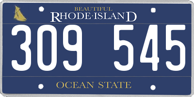 RI license plate 309545