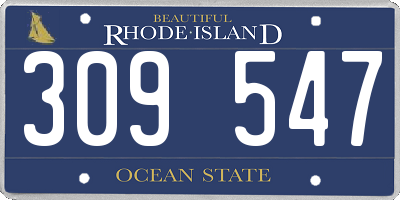 RI license plate 309547