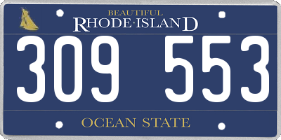 RI license plate 309553