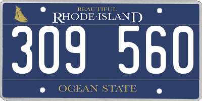 RI license plate 309560