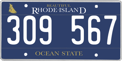 RI license plate 309567