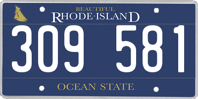 RI license plate 309581