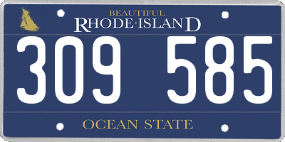 RI license plate 309585