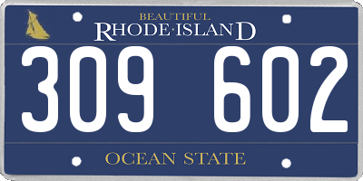 RI license plate 309602