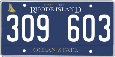 RI license plate 309603