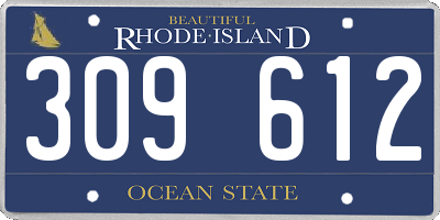 RI license plate 309612