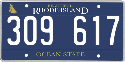 RI license plate 309617