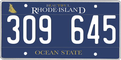 RI license plate 309645