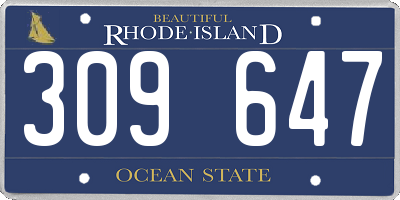 RI license plate 309647