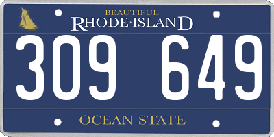 RI license plate 309649