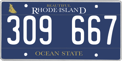RI license plate 309667