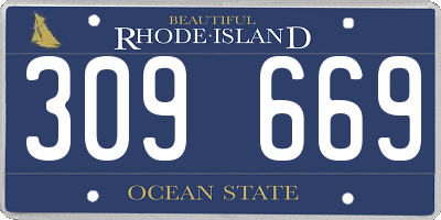 RI license plate 309669