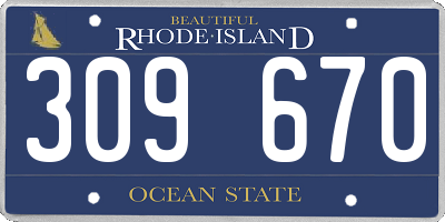 RI license plate 309670
