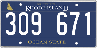 RI license plate 309671