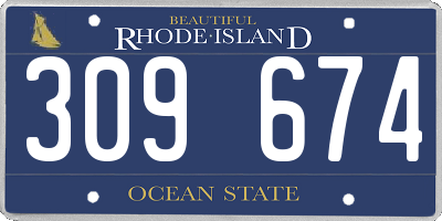 RI license plate 309674