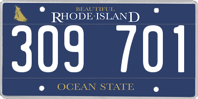 RI license plate 309701