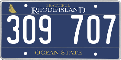 RI license plate 309707