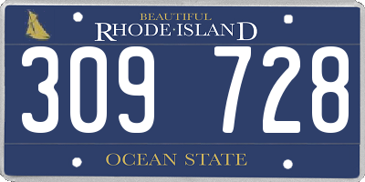 RI license plate 309728