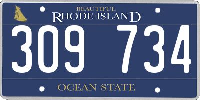 RI license plate 309734