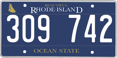 RI license plate 309742