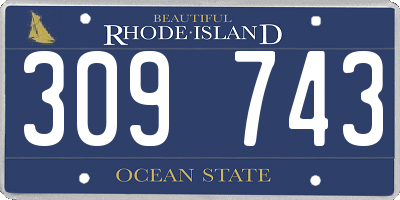 RI license plate 309743
