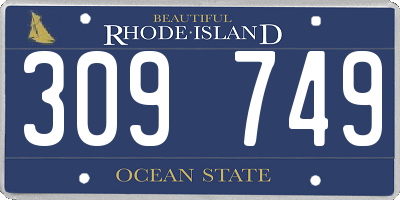 RI license plate 309749