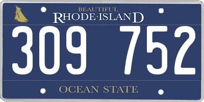 RI license plate 309752