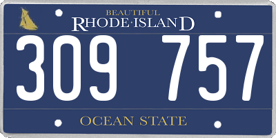 RI license plate 309757