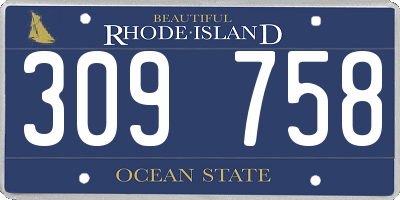 RI license plate 309758