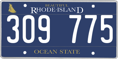 RI license plate 309775