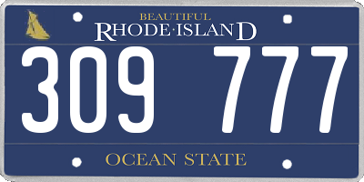 RI license plate 309777