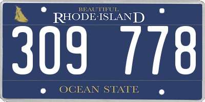RI license plate 309778