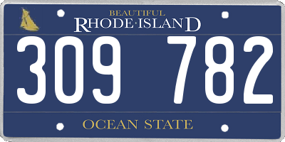 RI license plate 309782