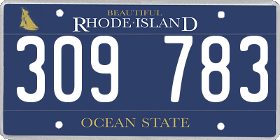 RI license plate 309783